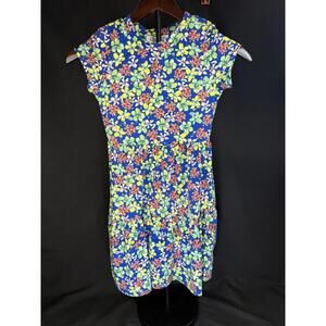 Kandy Kiss Girl Dress Girls Small Blue Floral Fit & Flare Short Sleeve Made USA